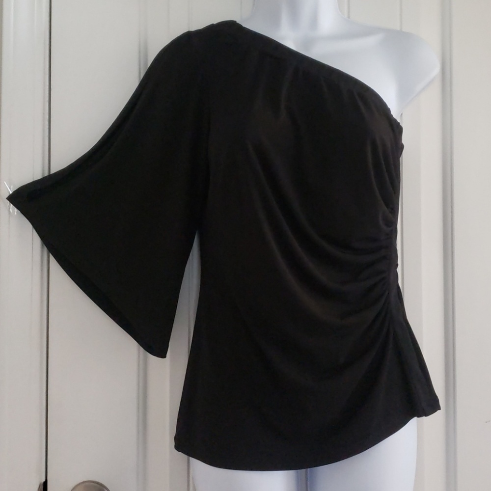Cache black one shoulder top